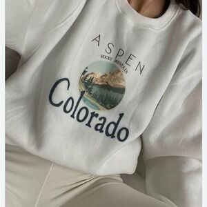 Oversized White Aspen Colorado Graphic Sweater